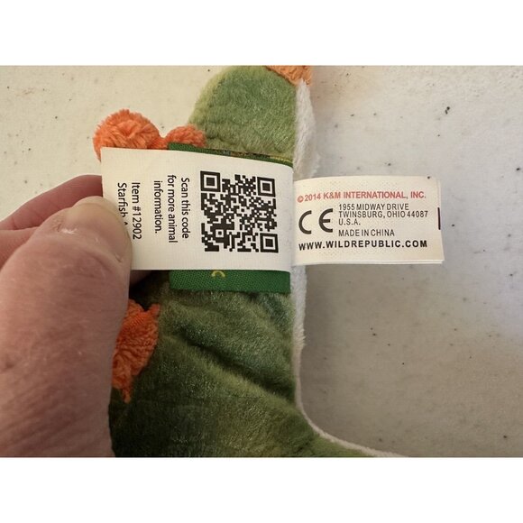 2 Wild Republic stuffed starfish plush realistic TAG green orange 2014 Cuddlekin - Picture 14 of 16